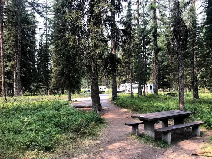 Site 9 Table and Driveway Looking West at Occupied Campsites