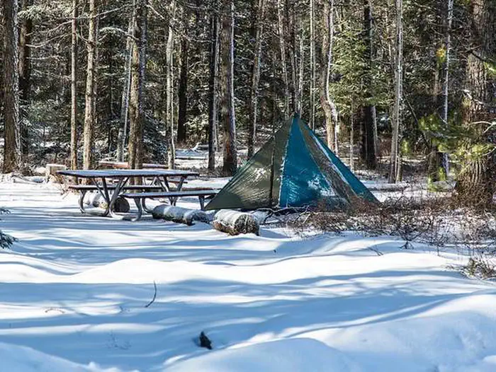 Apgar Campground covered in snow
