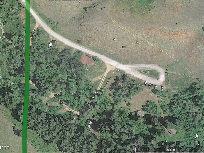 Satellite photo of Bear Creek Campground, Cabins and Trailhead