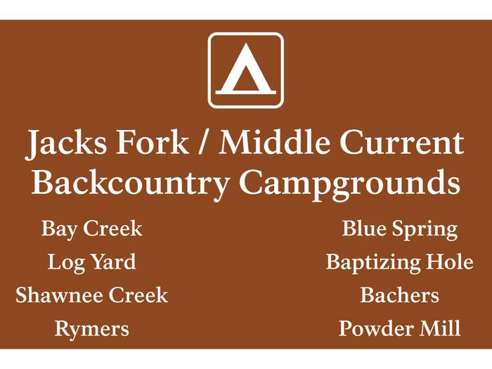 List of campgrounds in the Jacks Fork and Middle Current District.