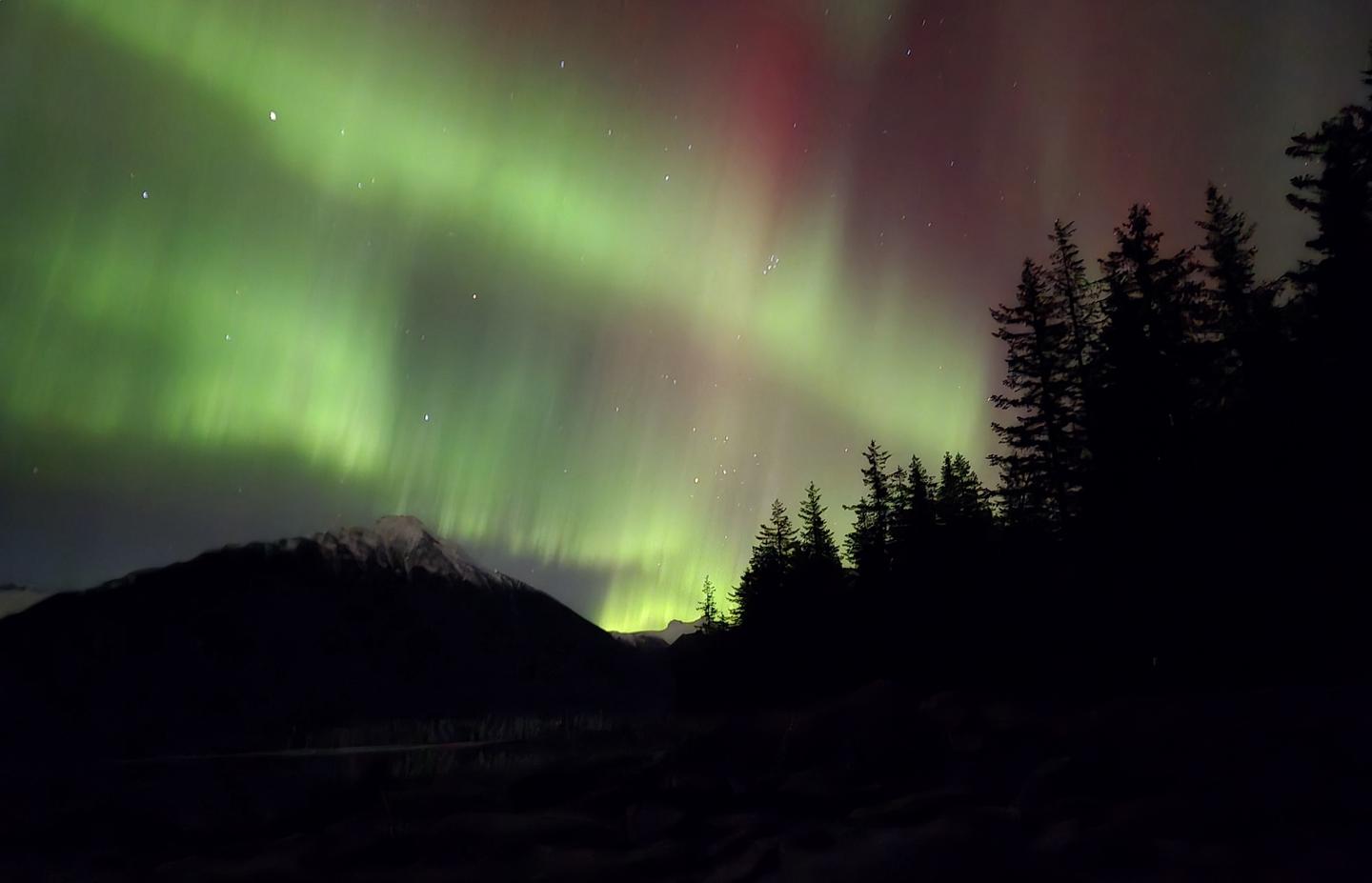 Aurora borealis from cabin.