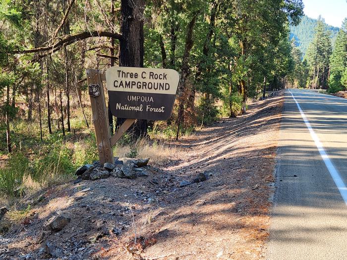 Three C Rock Campground sign