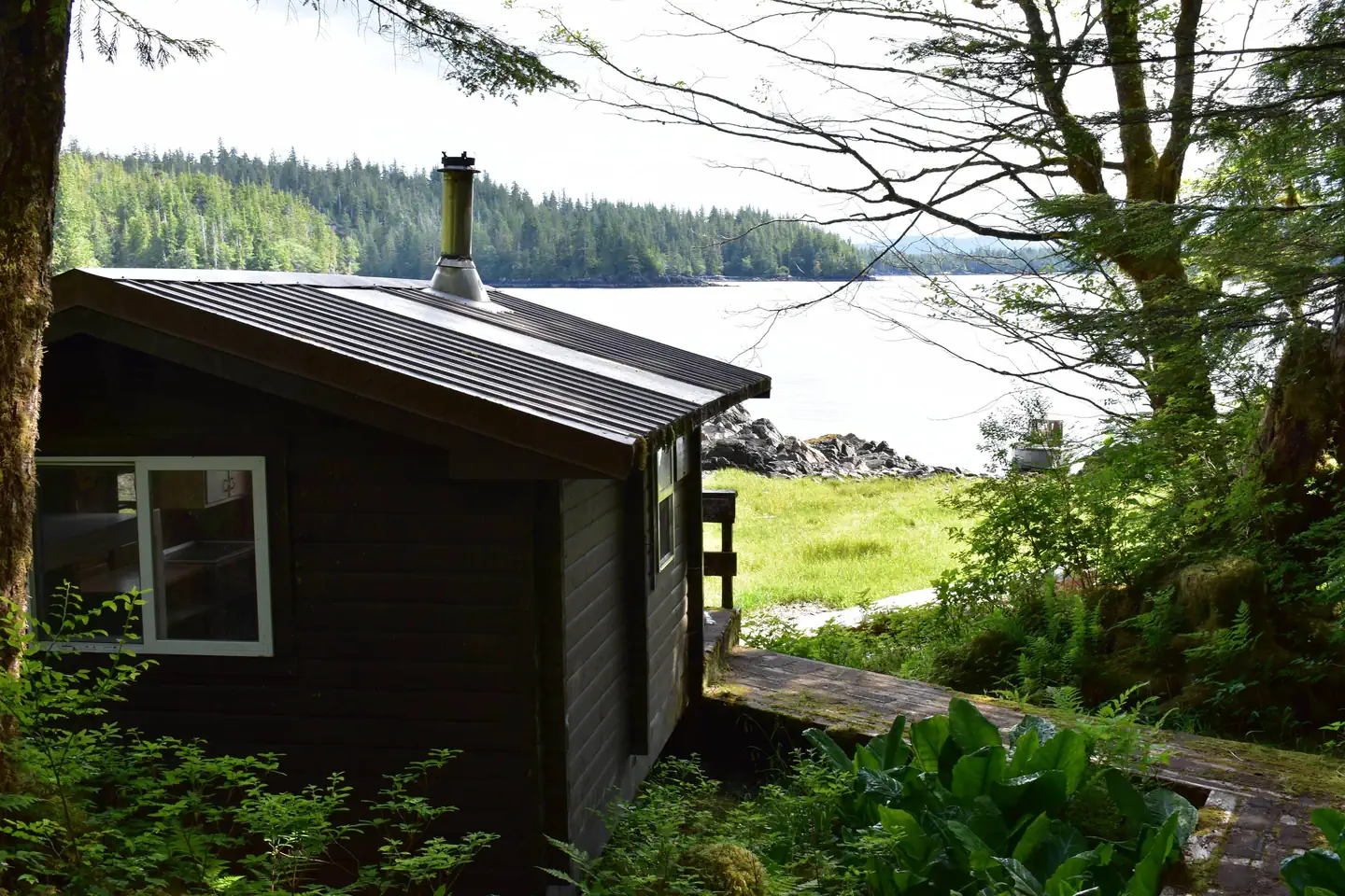 View of Alava Bay with cabin in foreground