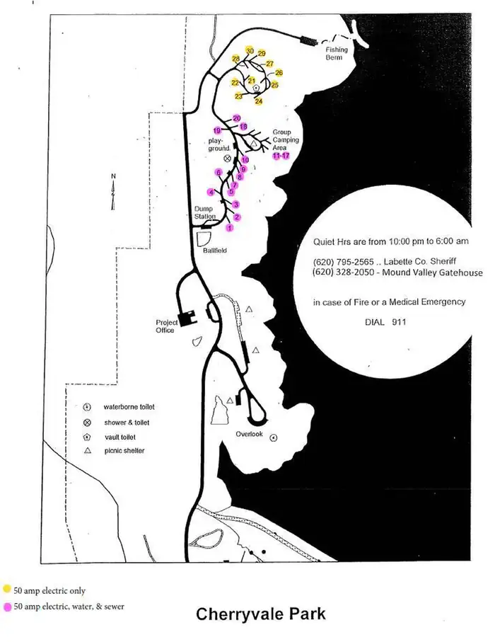 Cherryvale Campground Amenities Map
