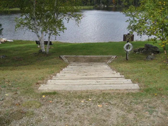 Picture of steps leading to lake.