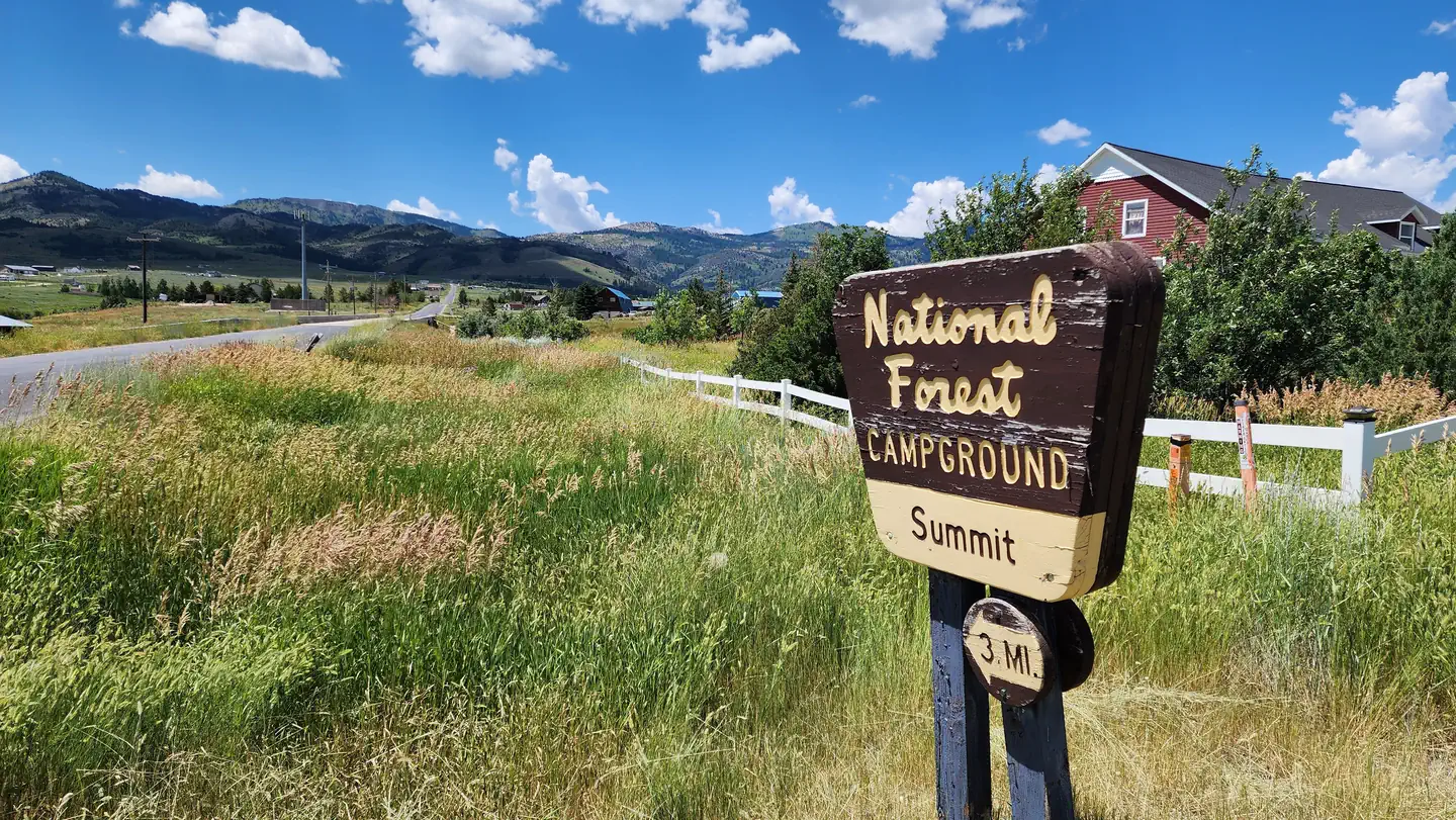 Road sign leading to Malad Summit Campground
