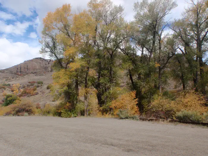 A view of Red Creek Group Site from the dirt parking lot