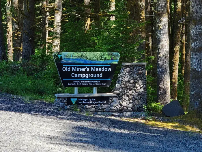 portal sign at Old Miner's Meadow Group Campground