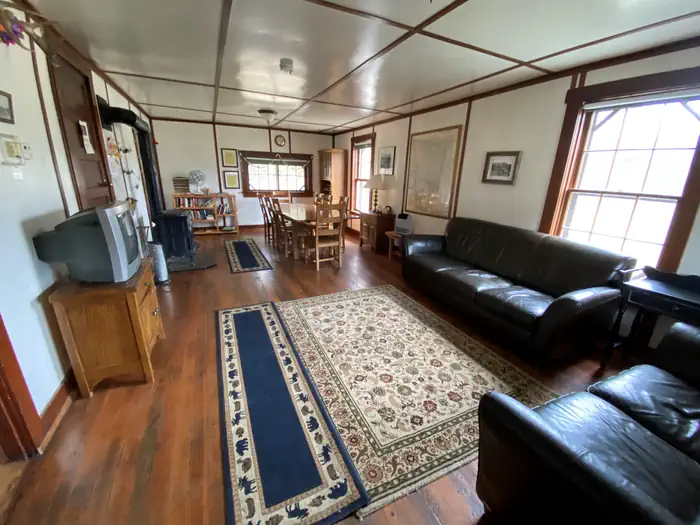 Monture Guard Station Cabin Interior Entrance and Living Room.