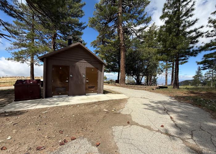 Brown double vault restroom