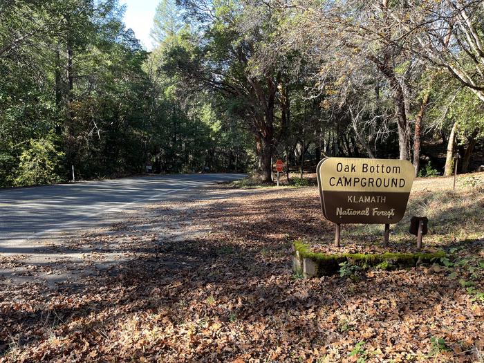 Entrance sign at Oak Bottom Campground
