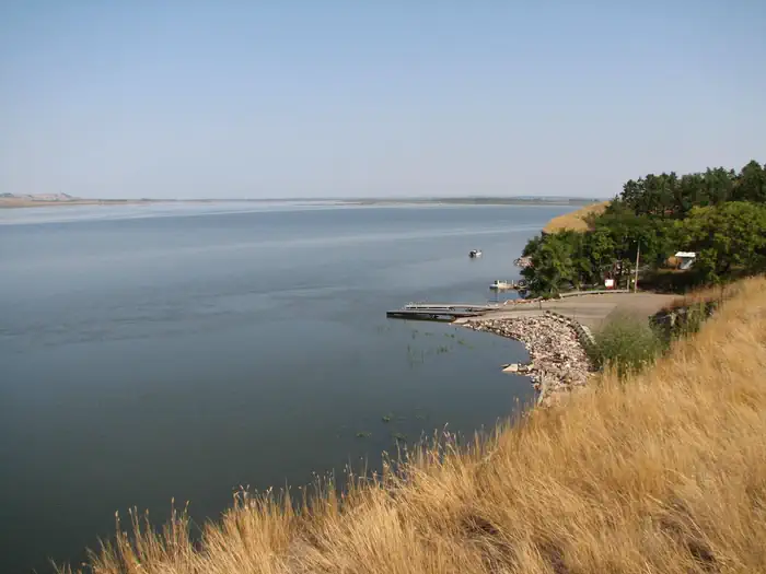 Hazelton Recreation Area Boat Ramp from the high bank