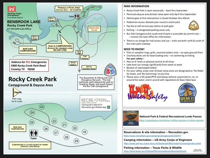 ROCKY CREEK PARK (BENBROOK LAKE) Park Map