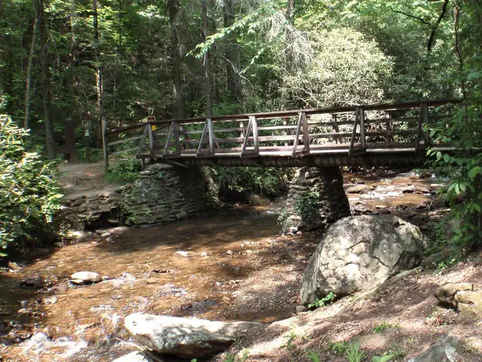 Foot Bridge(across from host site) that accesses the trail to the upper and lower water falls.