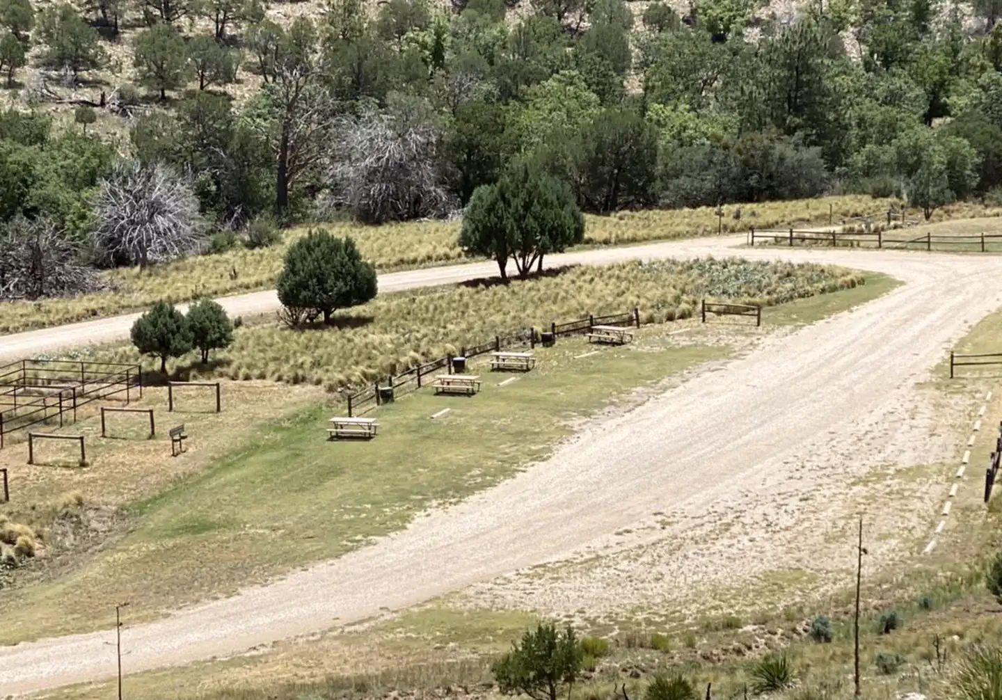 Dog Canyon RV campsite area. Four RV sites available and are located next to the trailhead and horse corals.