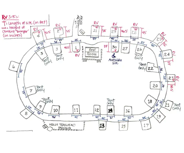 Blueprint map of Hovenweep Campground