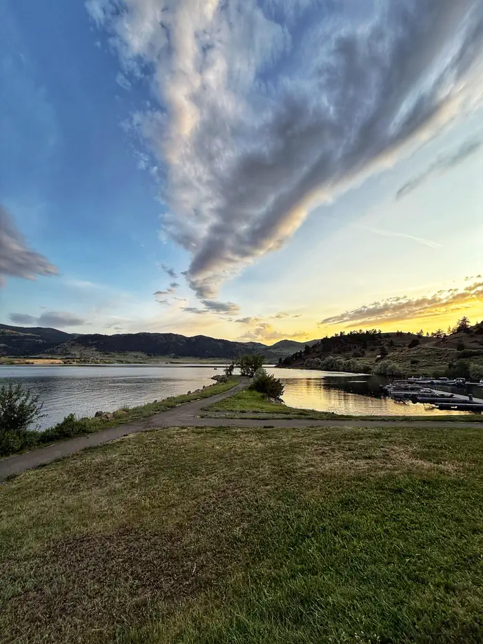 Fishing peninsula overlooking marina and Holter Lake