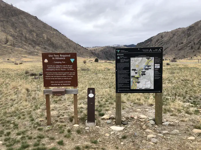 Trapper Springs Campground with Bear Trap Canyon in the background