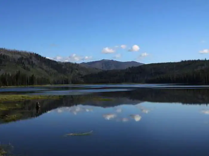 Upper Payette Lake on a calm morning.