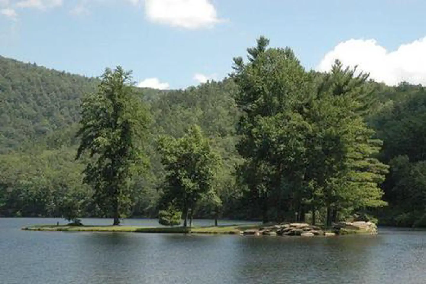 The island in the lower lake.