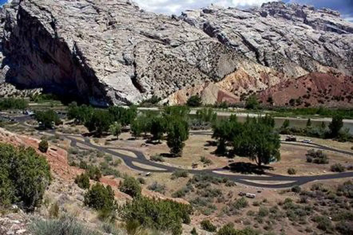 Overview of Split Mountain Group Campground.