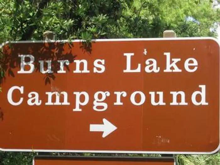 Burns Lake Campground Sign